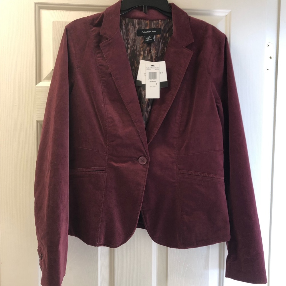 NWT Calvin Klein Maroon Corduroy Jacket